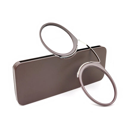 Mini Clip Nose Style Presbyopic Glasses without Temples, Positive Diopters:+3.50(Brown)-garmade.com