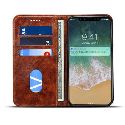 For iPhone XS / X Baroque Simple Horizontal Flip Leather Case, with Holder & Card Slots & Wallet(Light Brown)-garmade.com