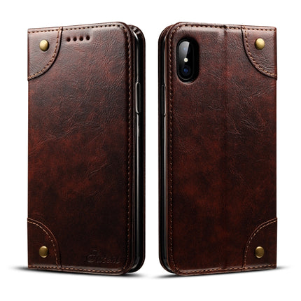 For iPhone XS / X Baroque Simple Horizontal Flip Leather Case, with Holder & Card Slots & Wallet(Dark Brown)-garmade.com