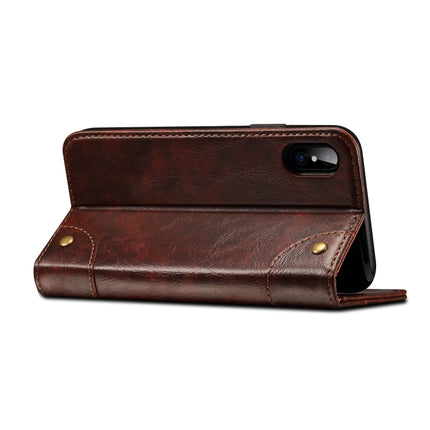 For iPhone XS / X Baroque Simple Horizontal Flip Leather Case, with Holder & Card Slots & Wallet(Dark Brown)-garmade.com