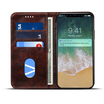 For iPhone XS / X Baroque Simple Horizontal Flip Leather Case, with Holder & Card Slots & Wallet(Dark Brown)-garmade.com