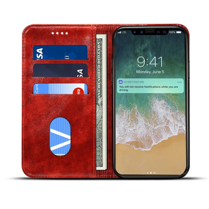 For iPhone XS / X Baroque Simple Horizontal Flip Leather Case, with Holder & Card Slots & Wallet(Red)-garmade.com