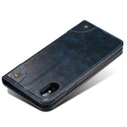 For iPhone XS / X Baroque Simple Horizontal Flip Leather Case, with Holder & Card Slots & Wallet(Blue)-garmade.com