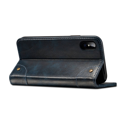 For iPhone XS / X Baroque Simple Horizontal Flip Leather Case, with Holder & Card Slots & Wallet(Blue)-garmade.com
