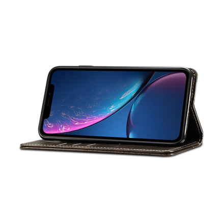 For iPhone XR Baroque Simple Horizontal Flip Leather Case, with Holder & Card Slots & Wallet(Black)-garmade.com