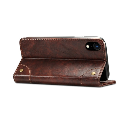 For iPhone XR Baroque Simple Horizontal Flip Leather Case, with Holder & Card Slots & Wallet(Dark Brown)-garmade.com