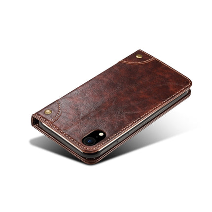 For iPhone XR Baroque Simple Horizontal Flip Leather Case, with Holder & Card Slots & Wallet(Dark Brown)-garmade.com