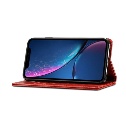 For iPhone XR Baroque Simple Horizontal Flip Leather Case, with Holder & Card Slots & Wallet(Red)-garmade.com