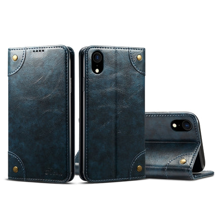 For iPhone XR Baroque Simple Horizontal Flip Leather Case, with Holder & Card Slots & Wallet(Blue)-garmade.com