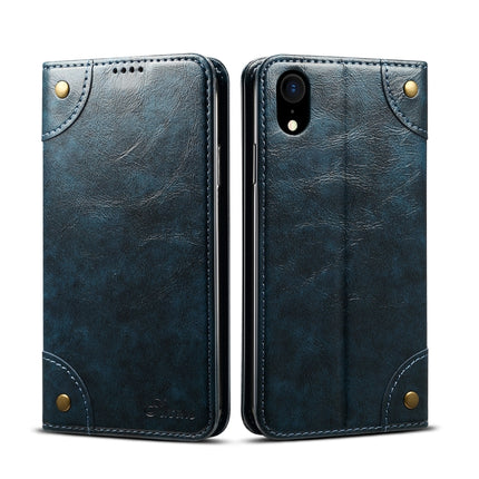 For iPhone XR Baroque Simple Horizontal Flip Leather Case, with Holder & Card Slots & Wallet(Blue)-garmade.com