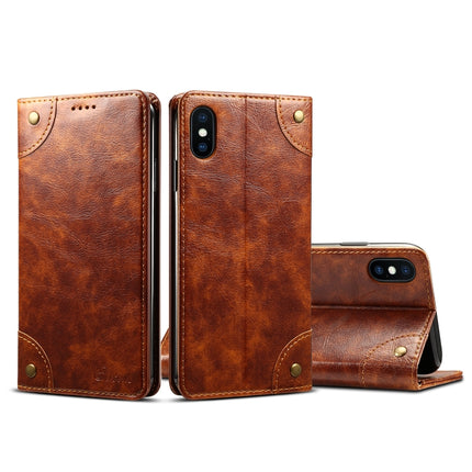 For iPhone XS Max Baroque Simple Horizontal Flip Leather Case, with Holder & Card Slots & Wallet(Light Brown)-garmade.com