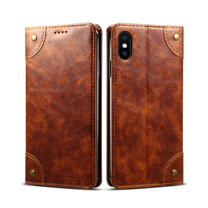 For iPhone XS Max Baroque Simple Horizontal Flip Leather Case, with Holder & Card Slots & Wallet(Light Brown)-garmade.com