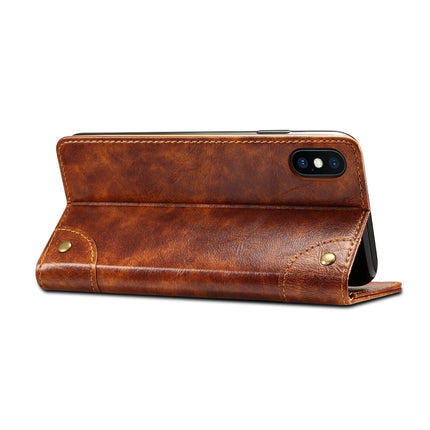 For iPhone XS Max Baroque Simple Horizontal Flip Leather Case, with Holder & Card Slots & Wallet(Light Brown)-garmade.com