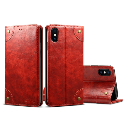 For iPhone XS Max Baroque Simple Horizontal Flip Leather Case, with Holder & Card Slots & Wallet(Red)-garmade.com