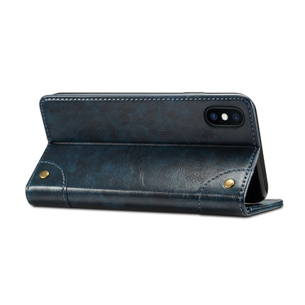 For iPhone XS Max Baroque Simple Horizontal Flip Leather Case, with Holder & Card Slots & Wallet(Blue)-garmade.com