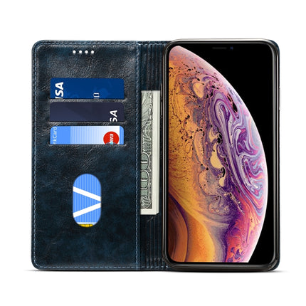For iPhone XS Max Baroque Simple Horizontal Flip Leather Case, with Holder & Card Slots & Wallet(Blue)-garmade.com