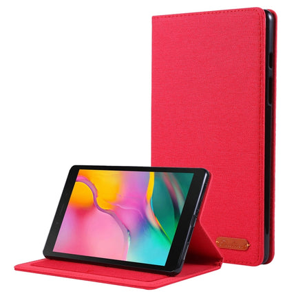 For Samsung Galaxy Tab A7 Lite 8.7 T220 / T225 Horizontal Flip TPU + Fabric PU Leather Protective Case with Name Card Clip(Red)-garmade.com