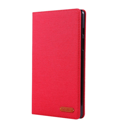For Samsung Galaxy Tab A7 Lite 8.7 T220 / T225 Horizontal Flip TPU + Fabric PU Leather Protective Case with Name Card Clip(Red)-garmade.com