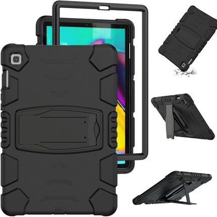 3-Layer Protection Screen Frame + PC + Silicone Shockproof Combination Case with Holder For Samsung Galaxy Tab S5e T720(Black)-garmade.com