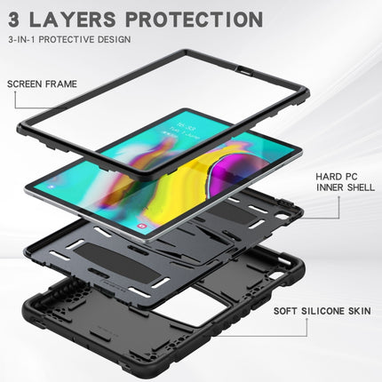 3-Layer Protection Screen Frame + PC + Silicone Shockproof Combination Case with Holder For Samsung Galaxy Tab S5e T720(Black)-garmade.com