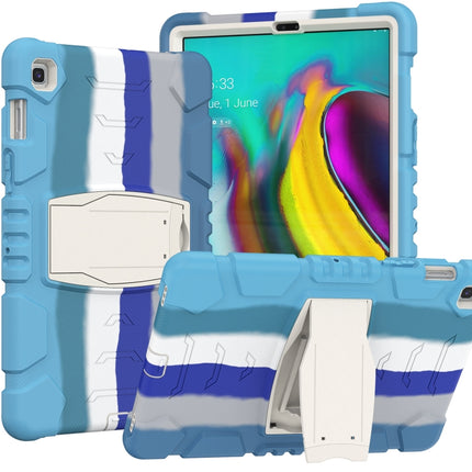 3-Layer Protection Screen Frame + PC + Silicone Shockproof Combination Case with Holder For Samsung Galaxy Tab S5e T720(Colorful Blue)-garmade.com