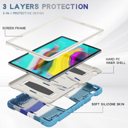 3-Layer Protection Screen Frame + PC + Silicone Shockproof Combination Case with Holder For Samsung Galaxy Tab S5e T720(Colorful Blue)-garmade.com
