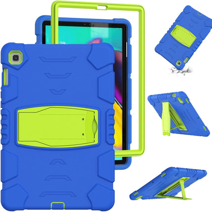 3-Layer Protection Screen Frame + PC + Silicone Shockproof Combination Case with Holder For Samsung Galaxy Tab S5e T720(Blue+Lime)-garmade.com