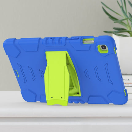 3-Layer Protection Screen Frame + PC + Silicone Shockproof Combination Case with Holder For Samsung Galaxy Tab S5e T720(Blue+Lime)-garmade.com