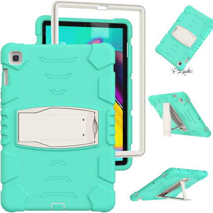 3-Layer Protection Screen Frame + PC + Silicone Shockproof Combination Case with Holder For Samsung Galaxy Tab S5e T720(Mint Green)-garmade.com