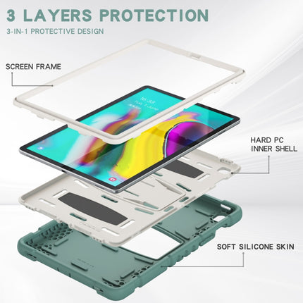 3-Layer Protection Screen Frame + PC + Silicone Shockproof Combination Case with Holder For Samsung Galaxy Tab S5e T720(Emerald Green)-garmade.com