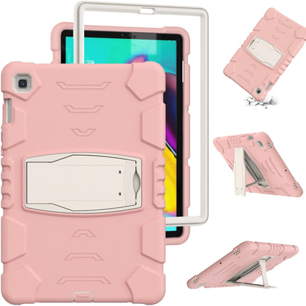 3-Layer Protection Screen Frame + PC + Silicone Shockproof Combination Case with Holder For Samsung Galaxy Tab S5e T720(Cherry Blossoms Pink)-garmade.com