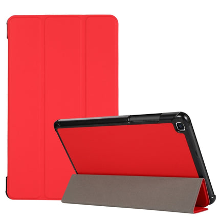 For Samsung Galaxy Tab A7 Lite 8.4 T220/225 3-folding Skin Texture Horizontal Flip TPU + PU Leather Case with Holder(Red)-garmade.com
