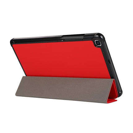 For Samsung Galaxy Tab A7 Lite 8.4 T220/225 3-folding Skin Texture Horizontal Flip TPU + PU Leather Case with Holder(Red)-garmade.com