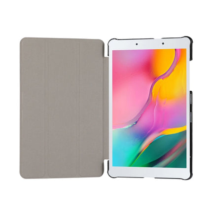 For Samsung Galaxy Tab A7 Lite 8.4 T220/225 3-folding Skin Texture Horizontal Flip TPU + PU Leather Case with Holder(Black)-garmade.com