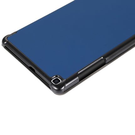 For Samsung Galaxy Tab A7 Lite 8.4 T220/225 3-folding Skin Texture Horizontal Flip TPU + PU Leather Case with Holder(Navy Blue)-garmade.com