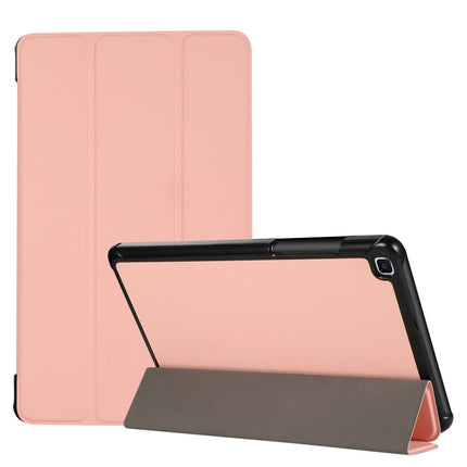 For Samsung Galaxy Tab A7 Lite 8.4 T220/225 3-folding Skin Texture Horizontal Flip TPU + PU Leather Case with Holder(Pink)-garmade.com