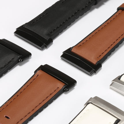 For Fitbit Versa 3 Leather + Silicone Replacement Strap Watchband(Brown)-garmade.com