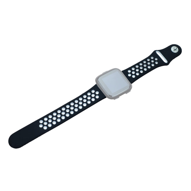 For Fitbit Versa 3 Two-color Silicone Replacement Strap Watchband(Black White)-garmade.com