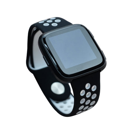 For Fitbit Versa 3 Two-color Silicone Replacement Strap Watchband(Black White)-garmade.com