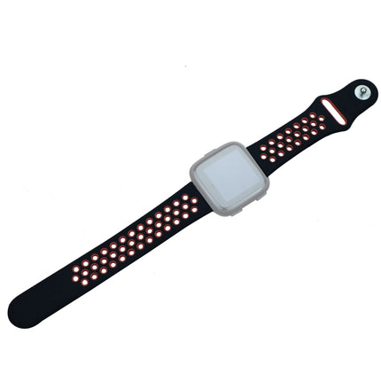 For Fitbit Versa 3 Two-color Silicone Replacement Strap Watchband(Black Red)-garmade.com