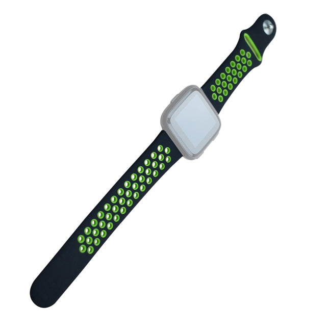For Fitbit Versa 3 Two-color Silicone Replacement Strap Watchband(Black Green)-garmade.com