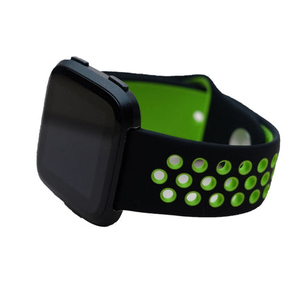 For Fitbit Versa 3 Two-color Silicone Replacement Strap Watchband(Black Green)-garmade.com