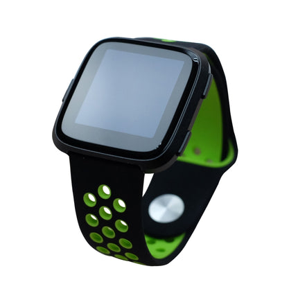 For Fitbit Versa 3 Two-color Silicone Replacement Strap Watchband(Black Green)-garmade.com