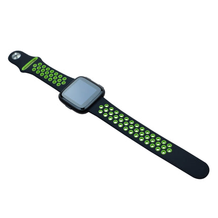 For Fitbit Versa 3 Two-color Silicone Replacement Strap Watchband(Black Green)-garmade.com