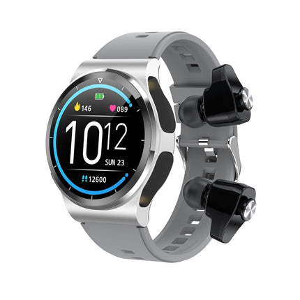 GT69 1.3 inch IPS Touch Screen IP67 Waterproof Bluetooth Earphone Smart Watch, Support Sleep Monitoring / Heart Rate Monitoring / Bluetooth Call(Silver Black)-garmade.com