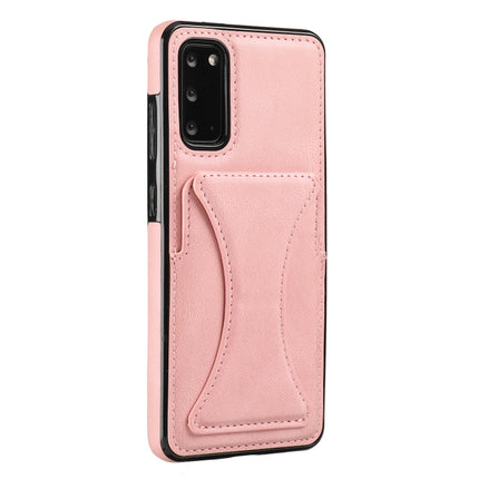 For Samsung Galaxy S20 Ultra-thin Shockproof Protective Case with Holder & Metal Magnetic Function(Rose Gold)-garmade.com