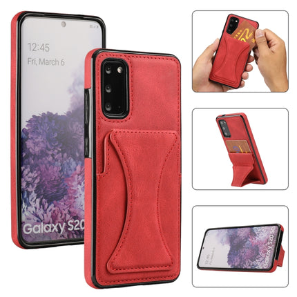 For Samsung Galaxy S20 Ultra-thin Shockproof Protective Case with Holder & Metal Magnetic Function(Red)-garmade.com