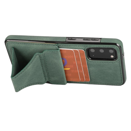 For Samsung Galaxy S20 Ultra-thin Shockproof Protective Case with Holder & Metal Magnetic Function(Green)-garmade.com