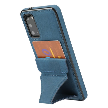 For Samsung Galaxy S20 Ultra-thin Shockproof Protective Case with Holder & Metal Magnetic Function(Blue)-garmade.com