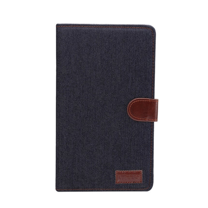 For Samsung Tab A7 Lite T220 / T225 Denim Texture PC Horizontal Flip Leather Protective Case, with Holder & Card Slots & Wallet & Photo Frame(Black)-garmade.com
